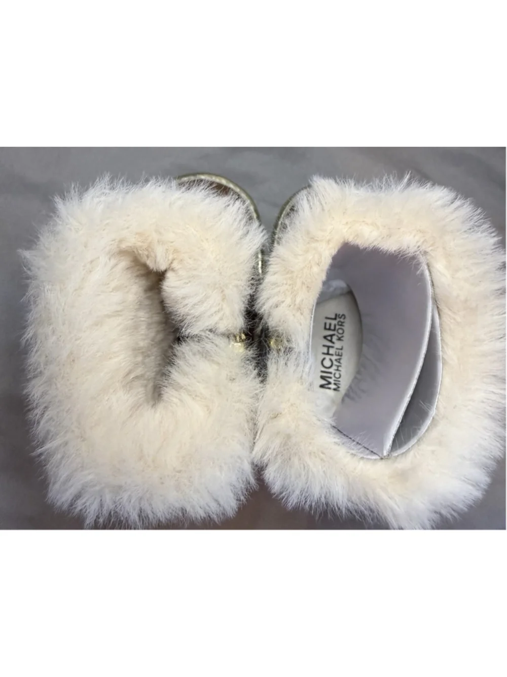 Michael Kors Baby Tan Faux Fur Bow Cozy Winter Boots Size Baby 1 NWT